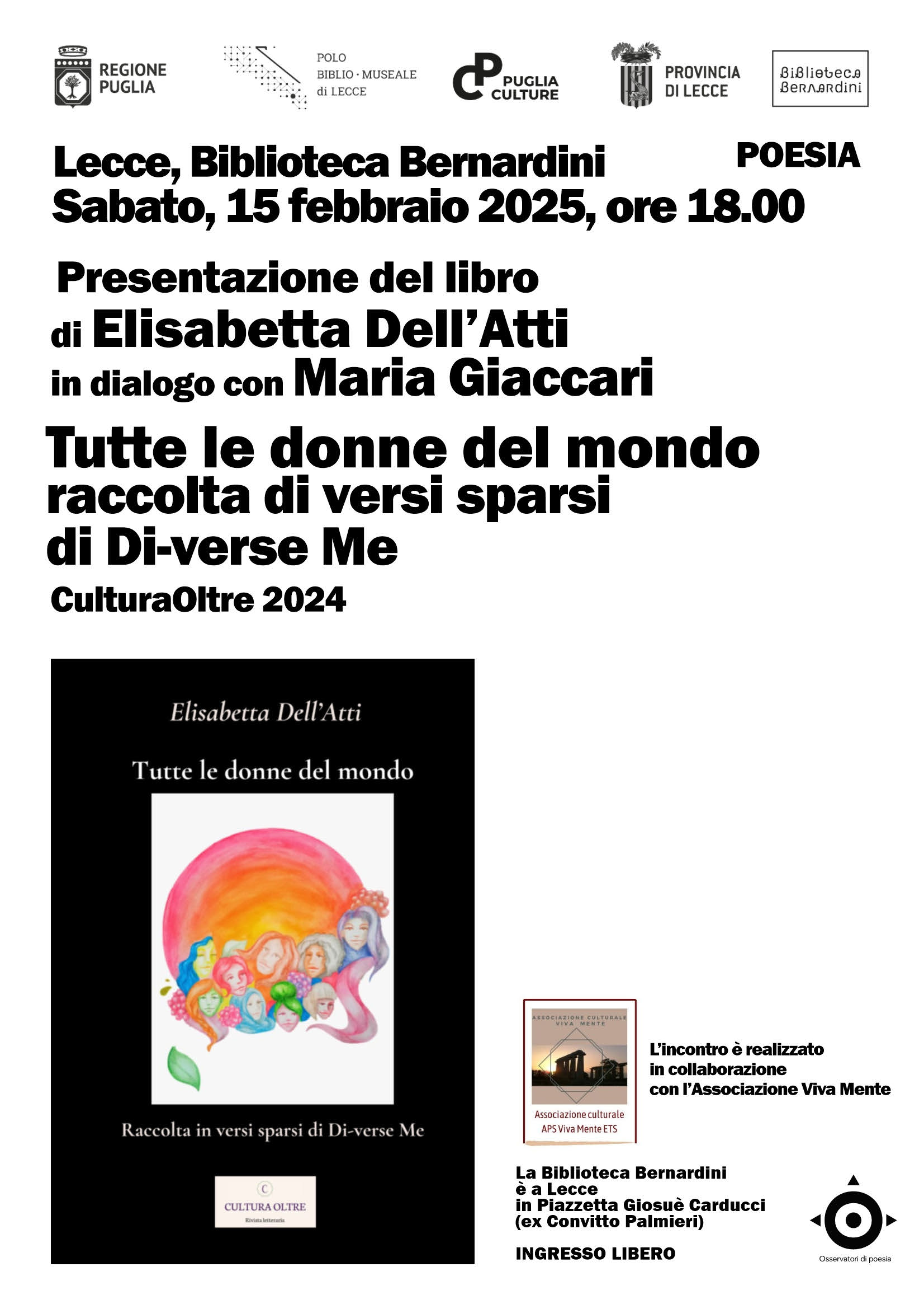 PRESENTAZIONE LIBRO "TUTTE LE DONNE DEL MONDO, RACCOLTA IN VERSI SPARSI DI DI-VERSE ME"