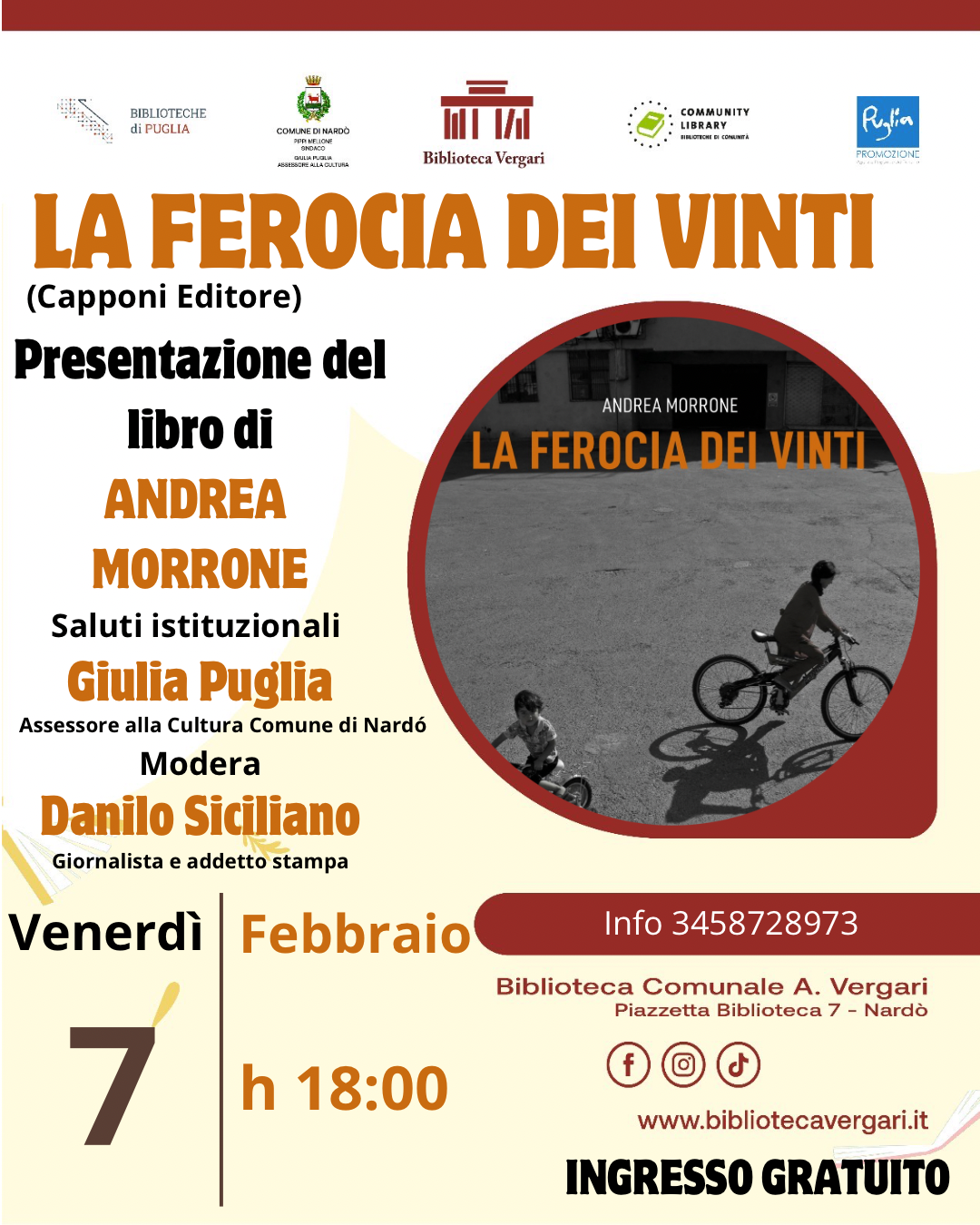 PRESENTAZIONE DEL LIBRO "LA FEROCIA DEI VINTI"  DI ANDREA MORRONE