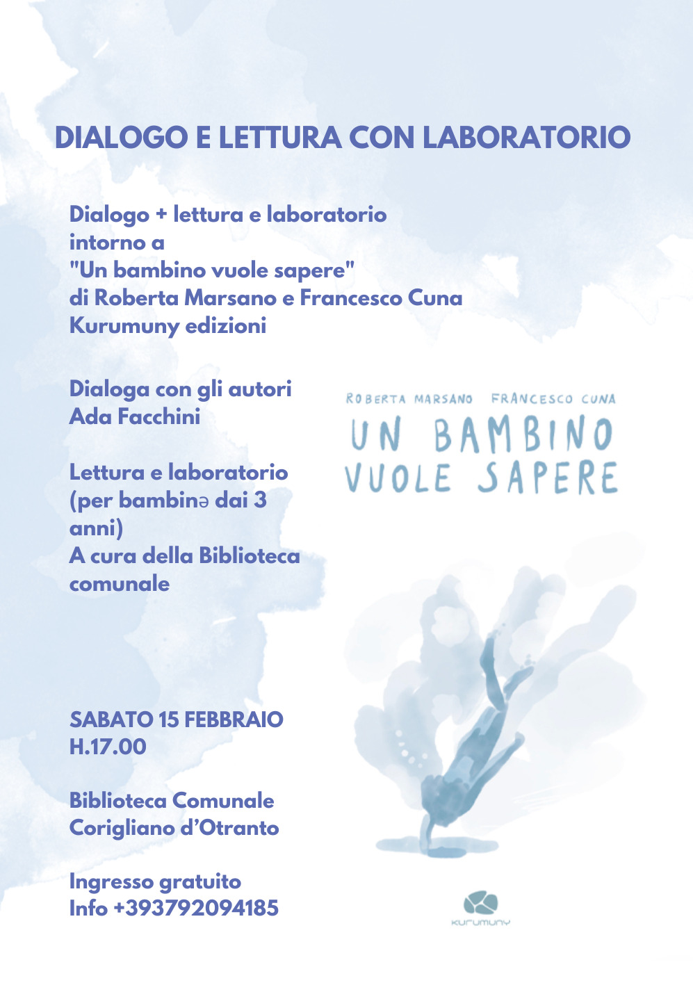 Dialogo e lettura con laboratorio intorno al libro "Un bambino vuole sapere"