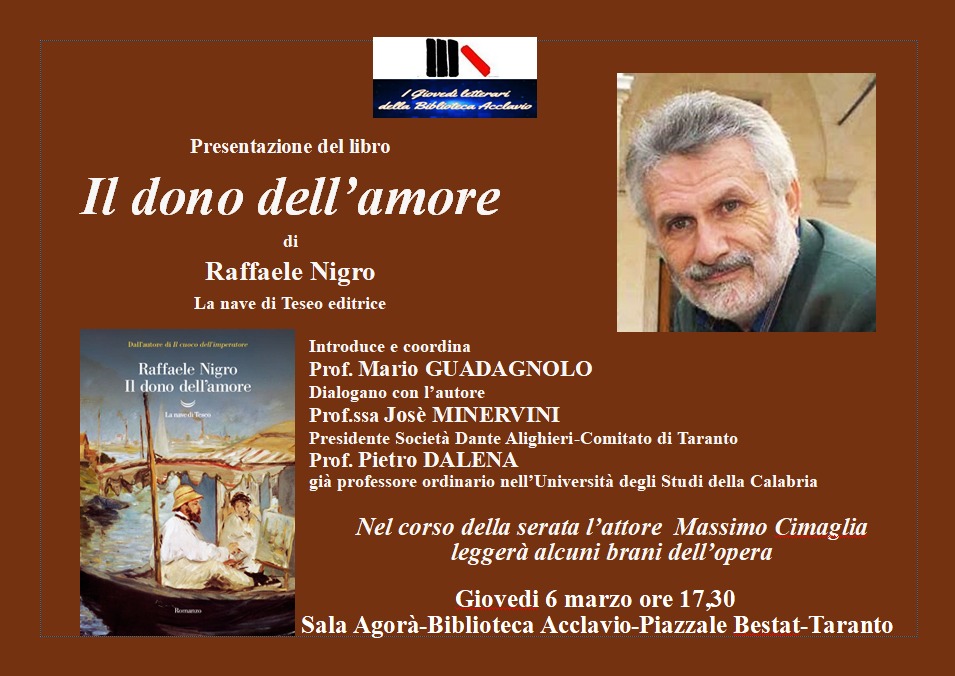 Presentazione del libro “Il dono dell’amore” di Raffaele Nigro