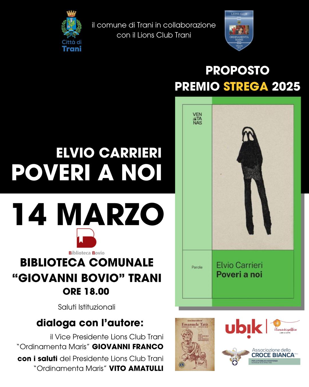 Presentazione del libro POVERI A NOI di Elvio Carrieri