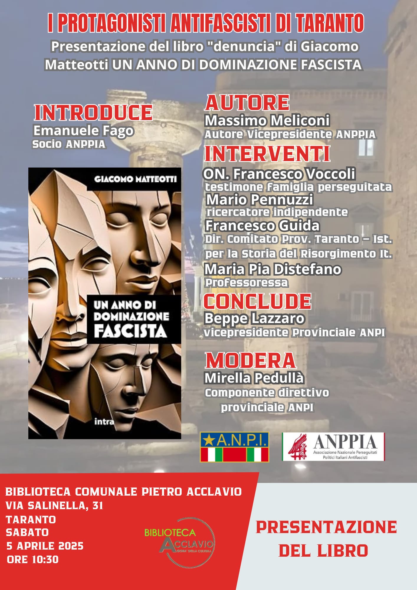 Presentazione del libro “Un anno di dominazione Fascista”