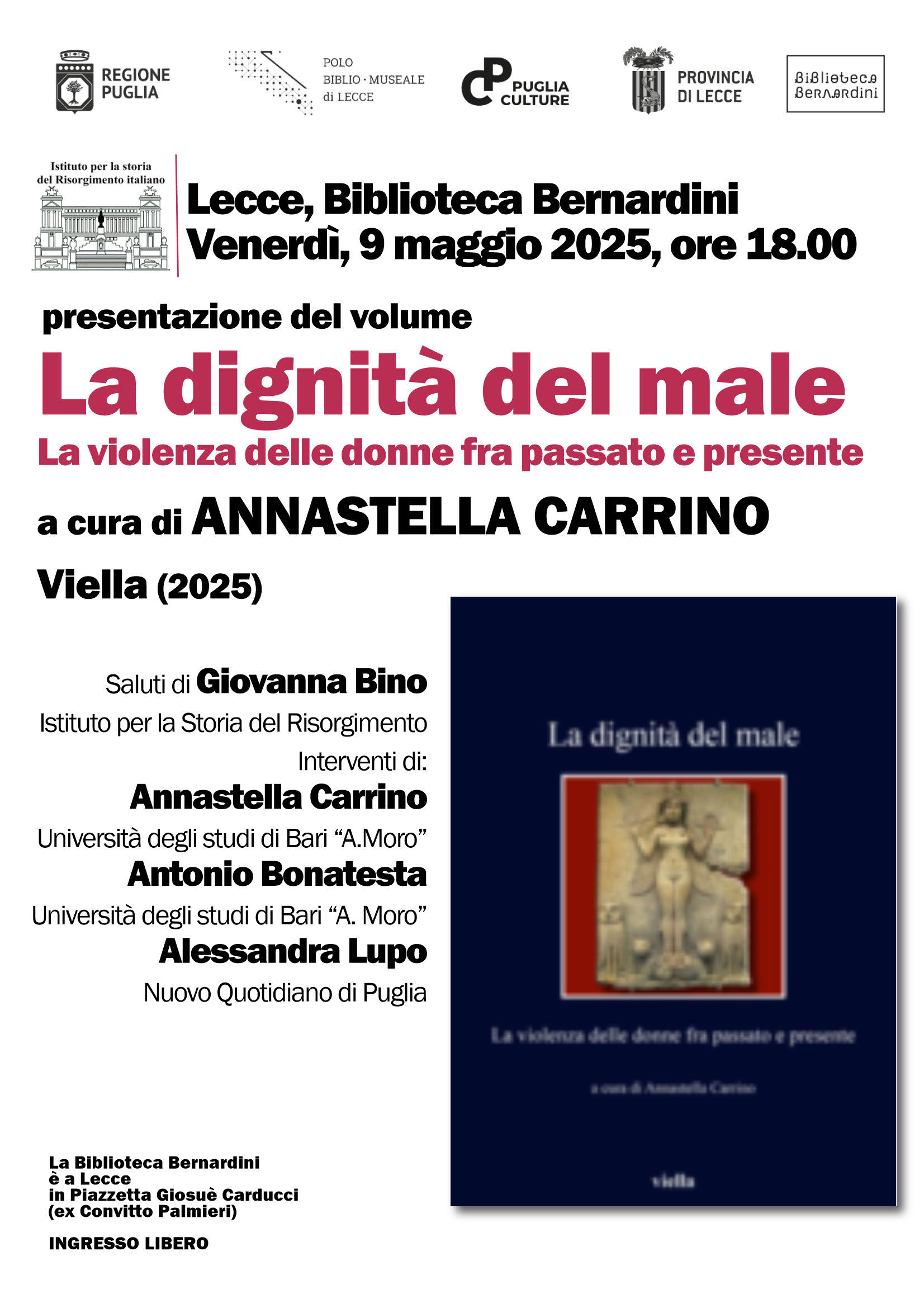 Presentazione del saggio “La dignità del male. La violenza delle donne fra passato e presente”