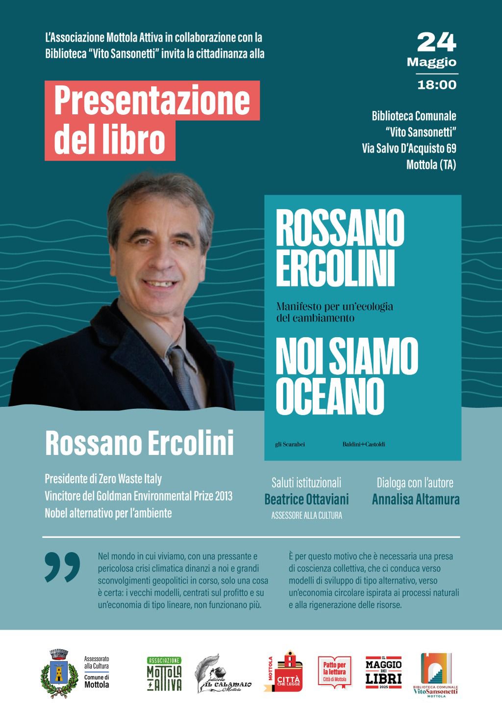 Presentazione del libro: “Noi siamo Oceano. Manifesto per un'ecologia del cambiamento”