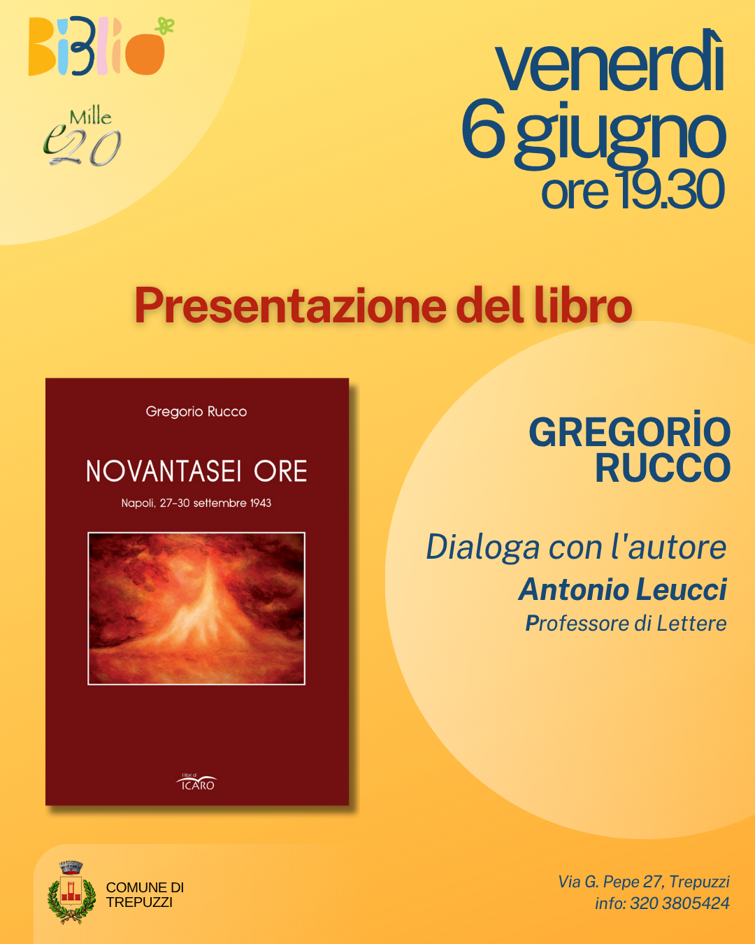 Presentazione del libro Novantasei ore di Gregorio Rucco