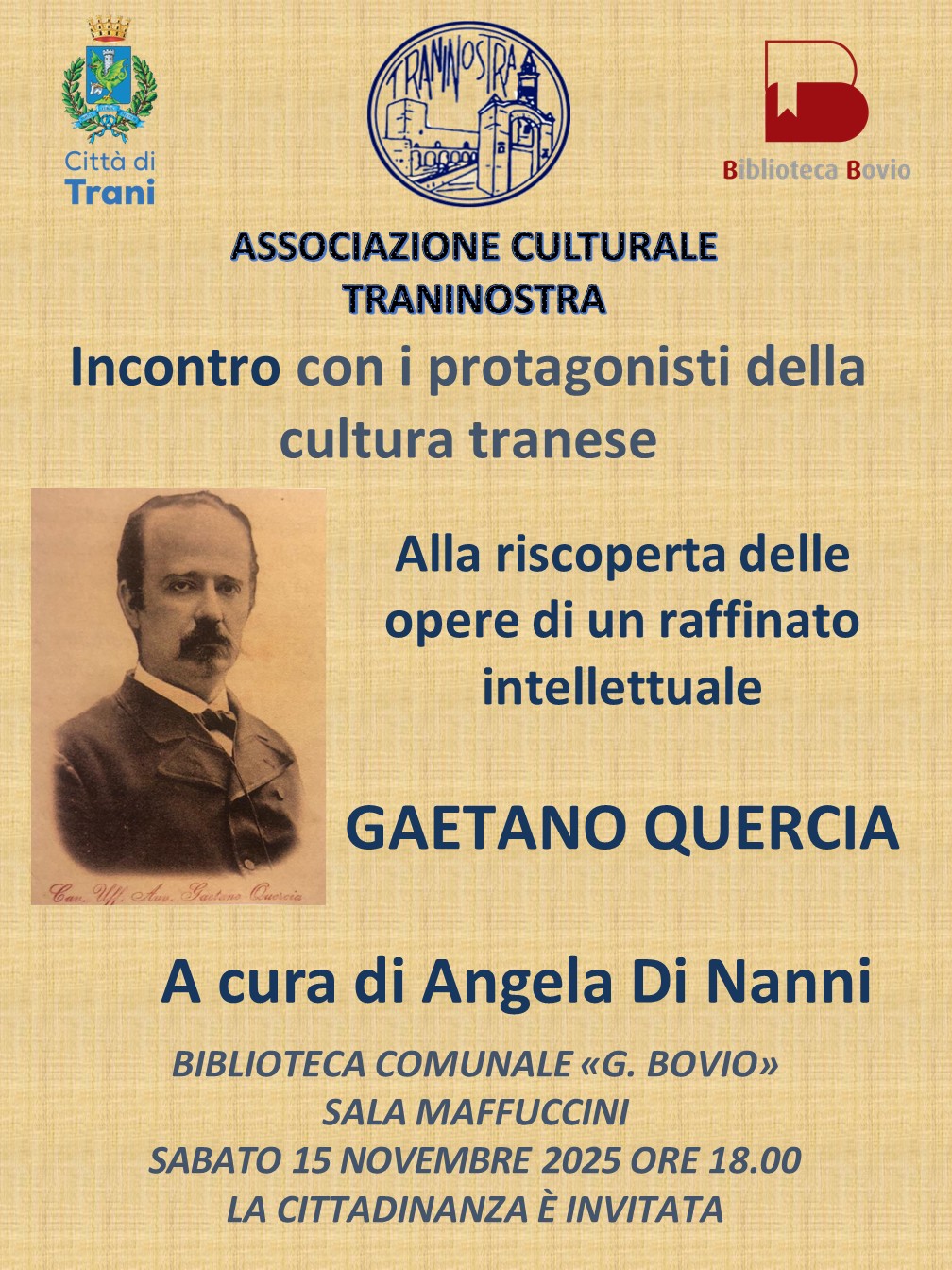 Incontro tematico su ALLA RISCOPERTA DELLE OPERE DI UN RAFFINATO INTELLETTUALE: GAETANO QUERCIA