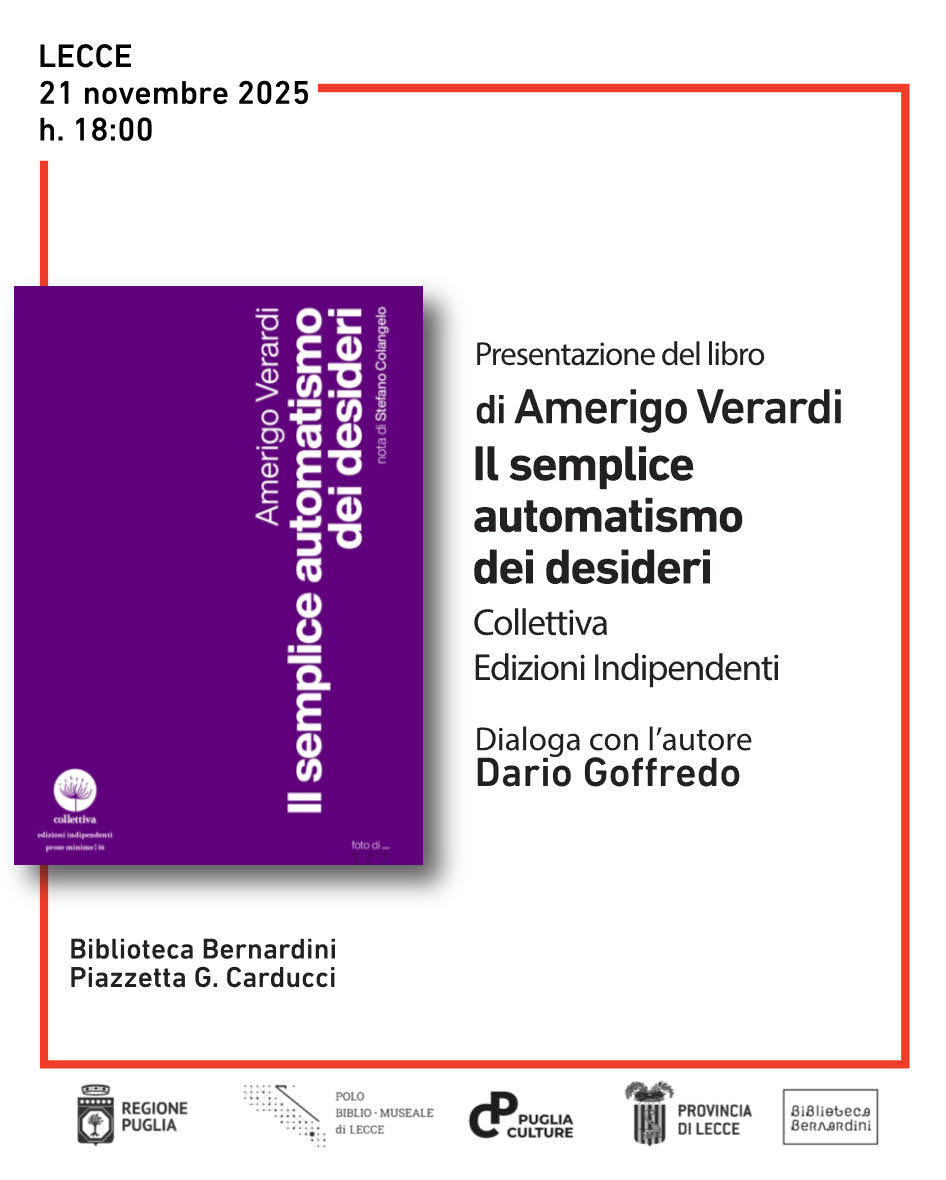 Presentazione della raccolta di versi di Amerigo Verardi, “Il semplice automatismo dei desideri”