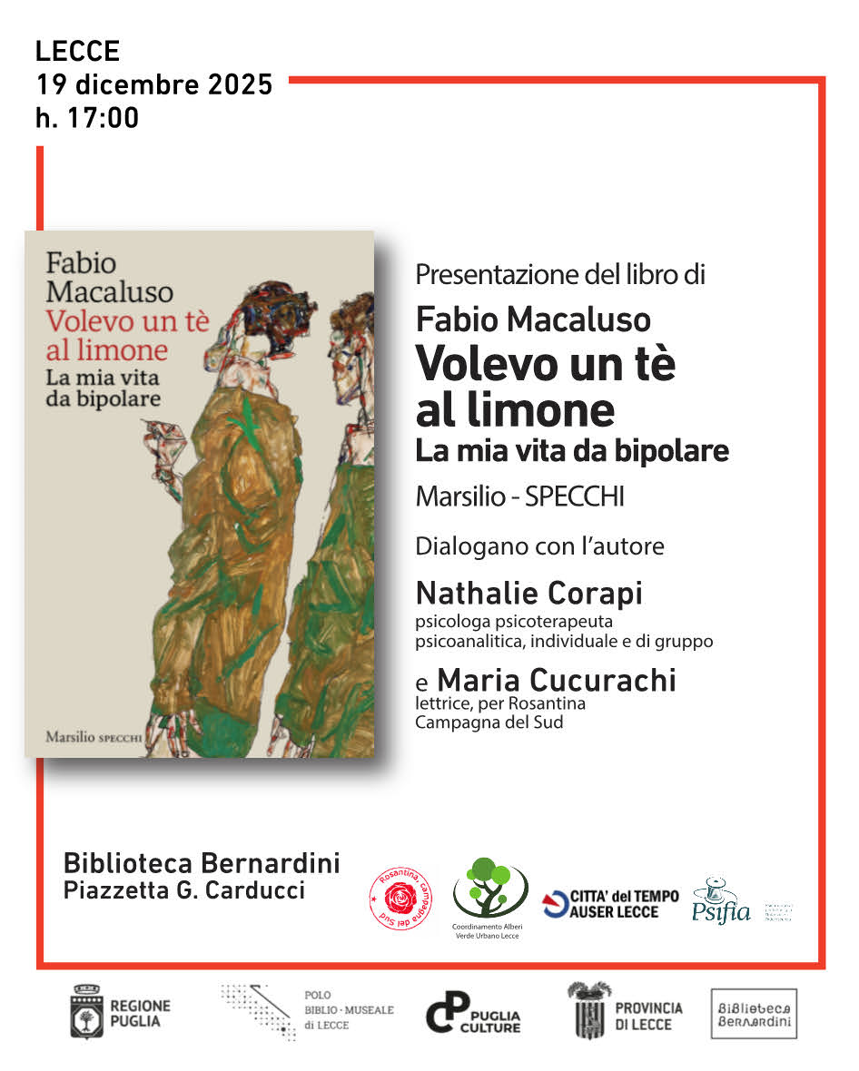 Presentazione del libro “Volevo un tè al limone. La mia vita da bipolare” di Fabio Macaluso