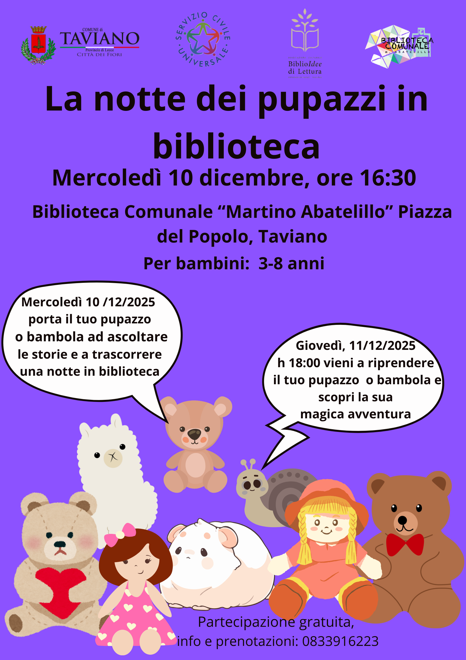 LA NOTTE DEI PUPAZZI IN BIBLIOTECA