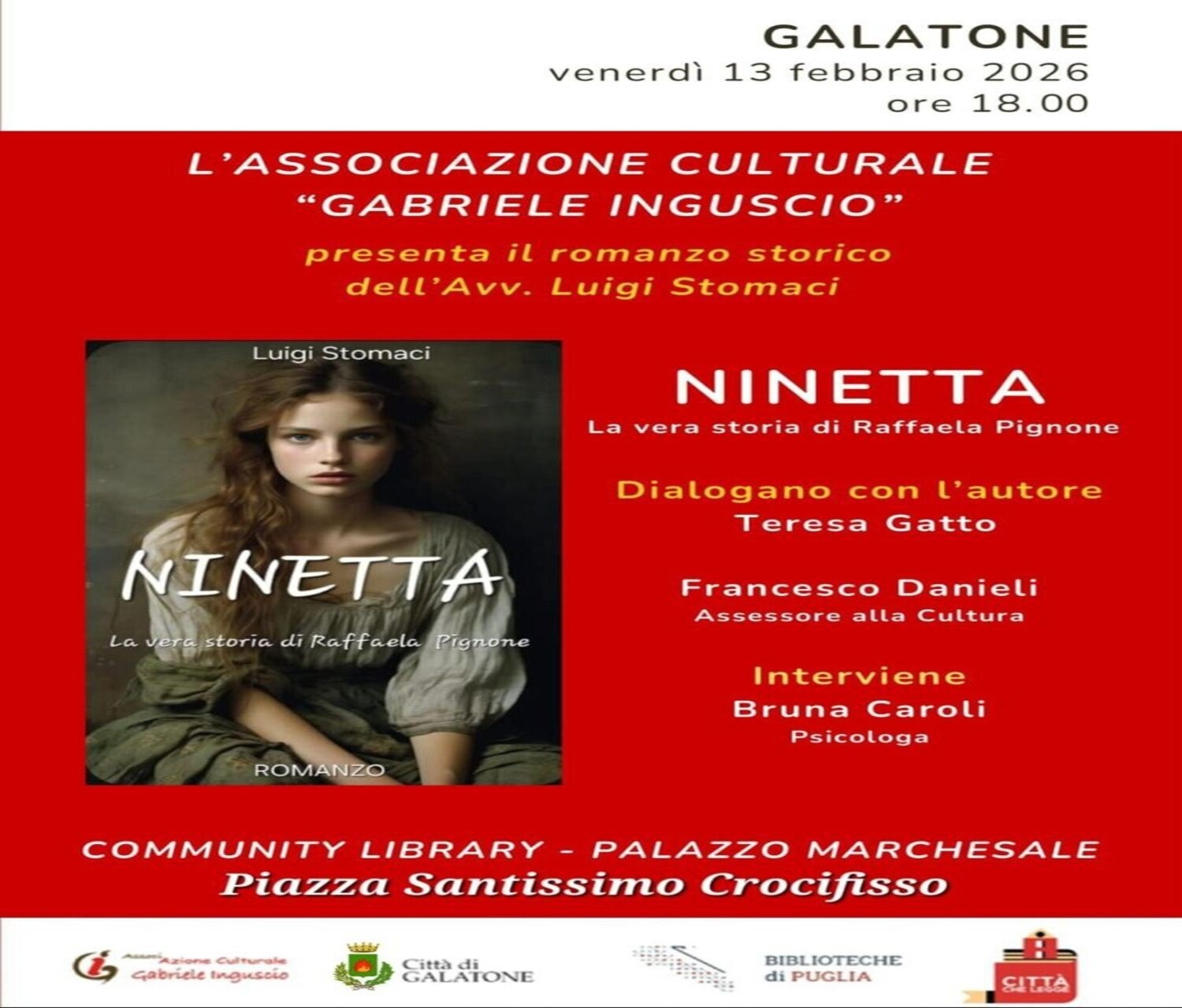 Presentazione del libro di Luigi Stomaci, Ninetta. La vera storia di Raffaela Pignone