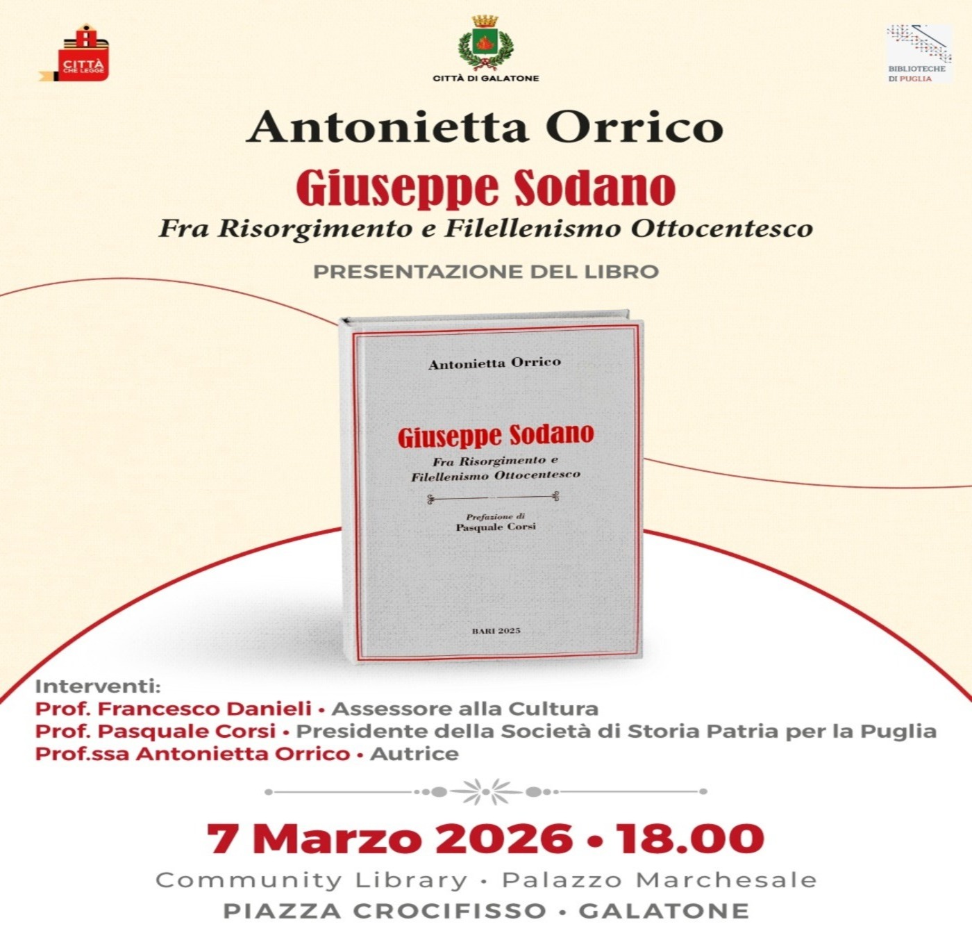 Presentazione del libro &ldquo;Giuseppe Sodano. Fra Risorgimento e filellenismo ottocentesco"