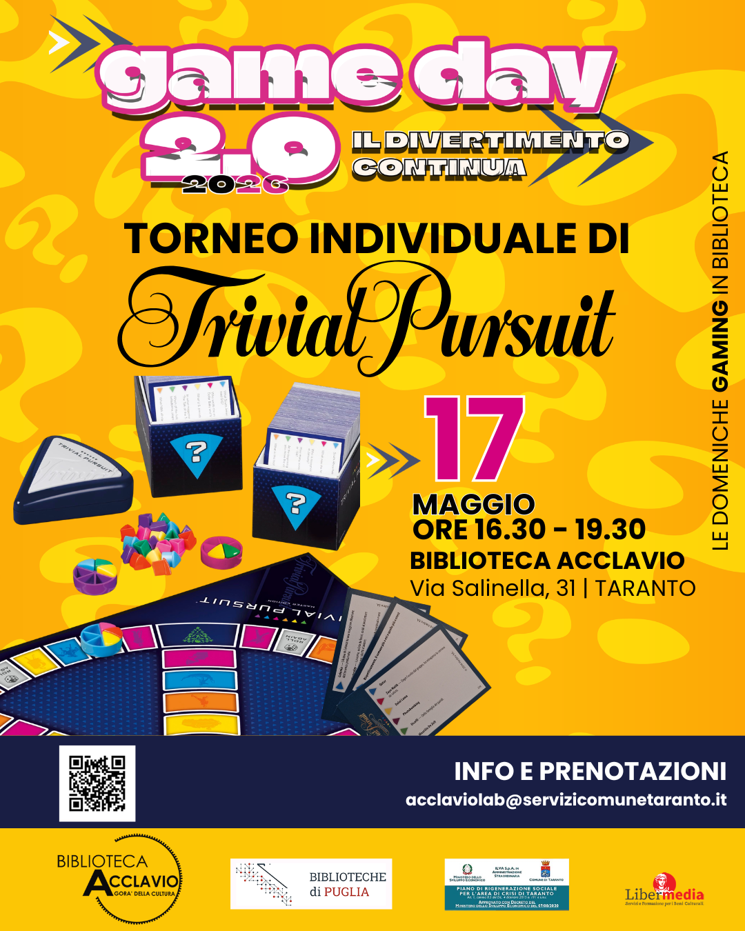 Trivial Pursuit arriva in biblioteca: domenica il torneo per tutte le et&agrave; alla Acclavio