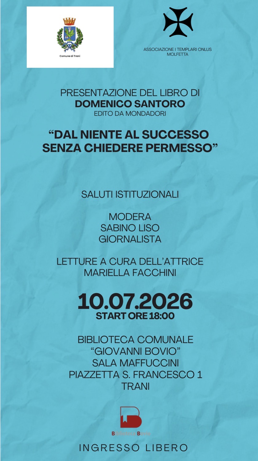 Presentazione del libro DAL NIENTE AL SUCCESSO SENZA CHIEDERE PERMESSO di Domenico Santoro