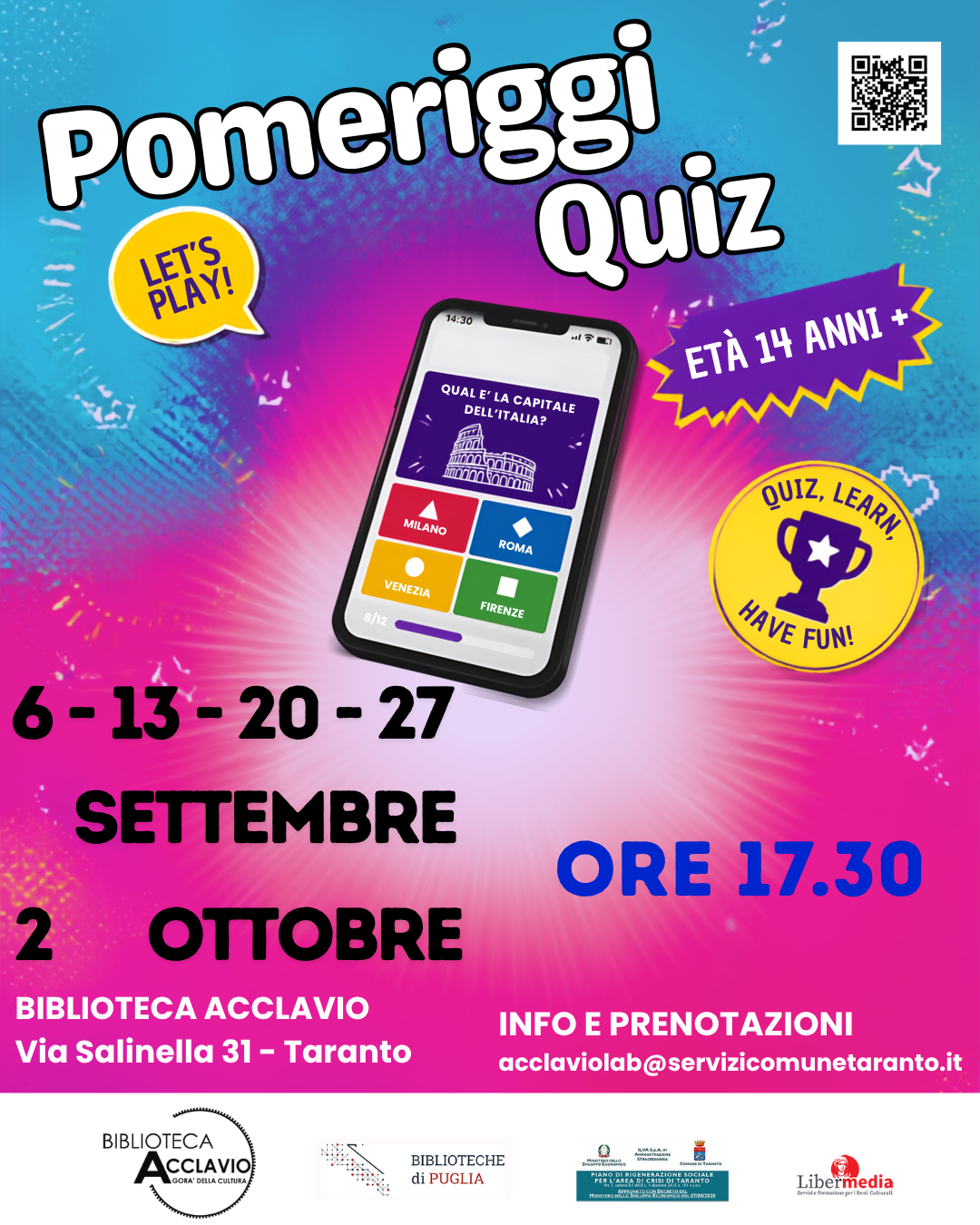 La Biblioteca Acclavio lancia i &ldquo;Pomeriggi Quiz&rdquo;: la cultura diventa gioco digitale