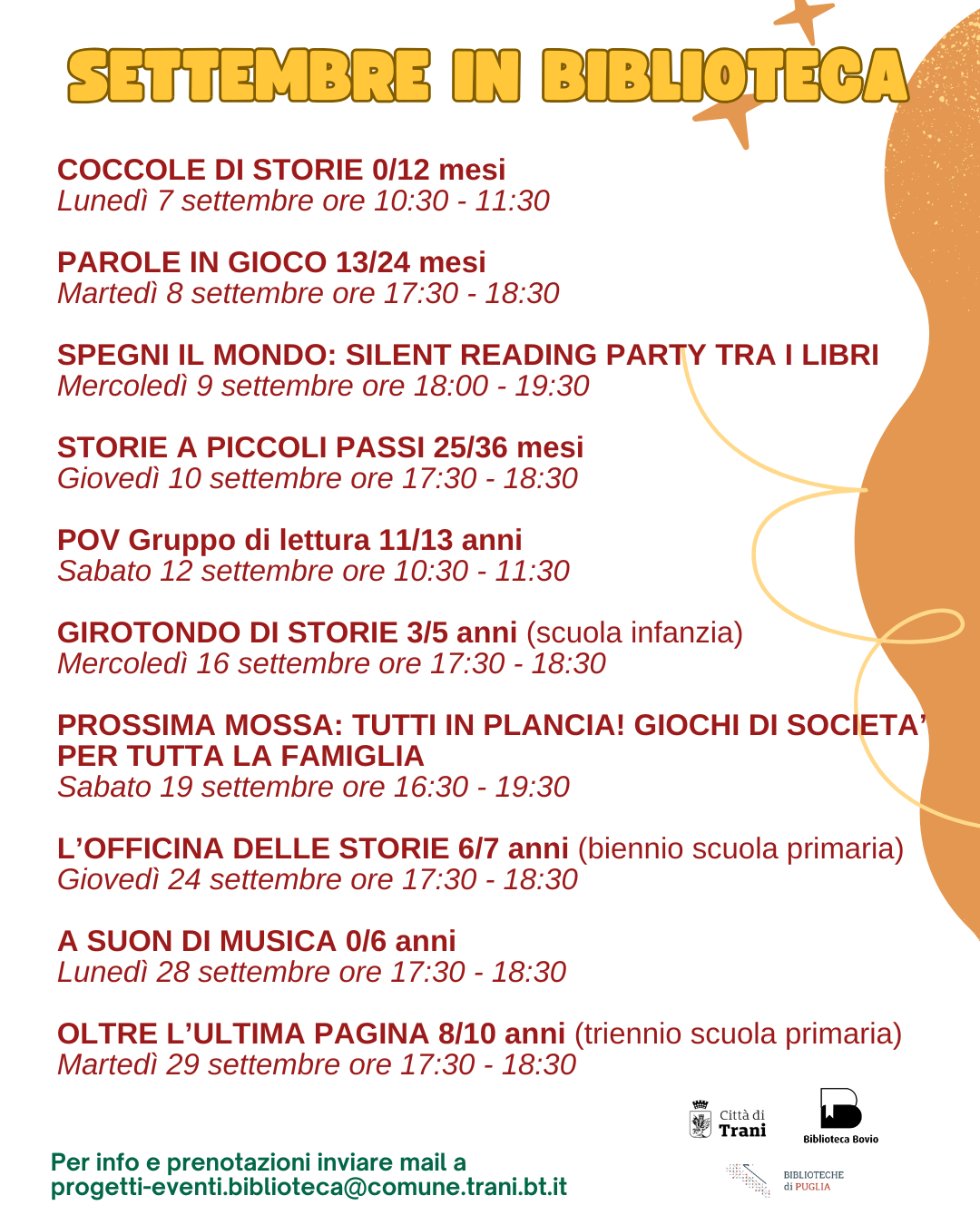 Attivit&agrave; SETTEMBRE IN BIBLIOTECA. LETTURE, INCONTRI E NUOVE OCCASIONI DI CONDIVISIONE PER TUTTE LE E